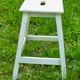 Vintage workshop stool white painted wood