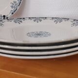 6 Flat plates in blue/green iron earth model "Mignon", H & Cie Sarreguemines