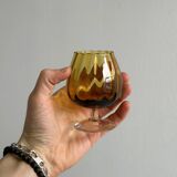 4 tulip glasses in amber glass