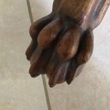 Wooden gueridon with marble, lion paw legs.