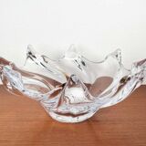 Large Modern Crystal Glass Fruit Bowl from the Mid-Century by Art Vannes, France, 1960s
