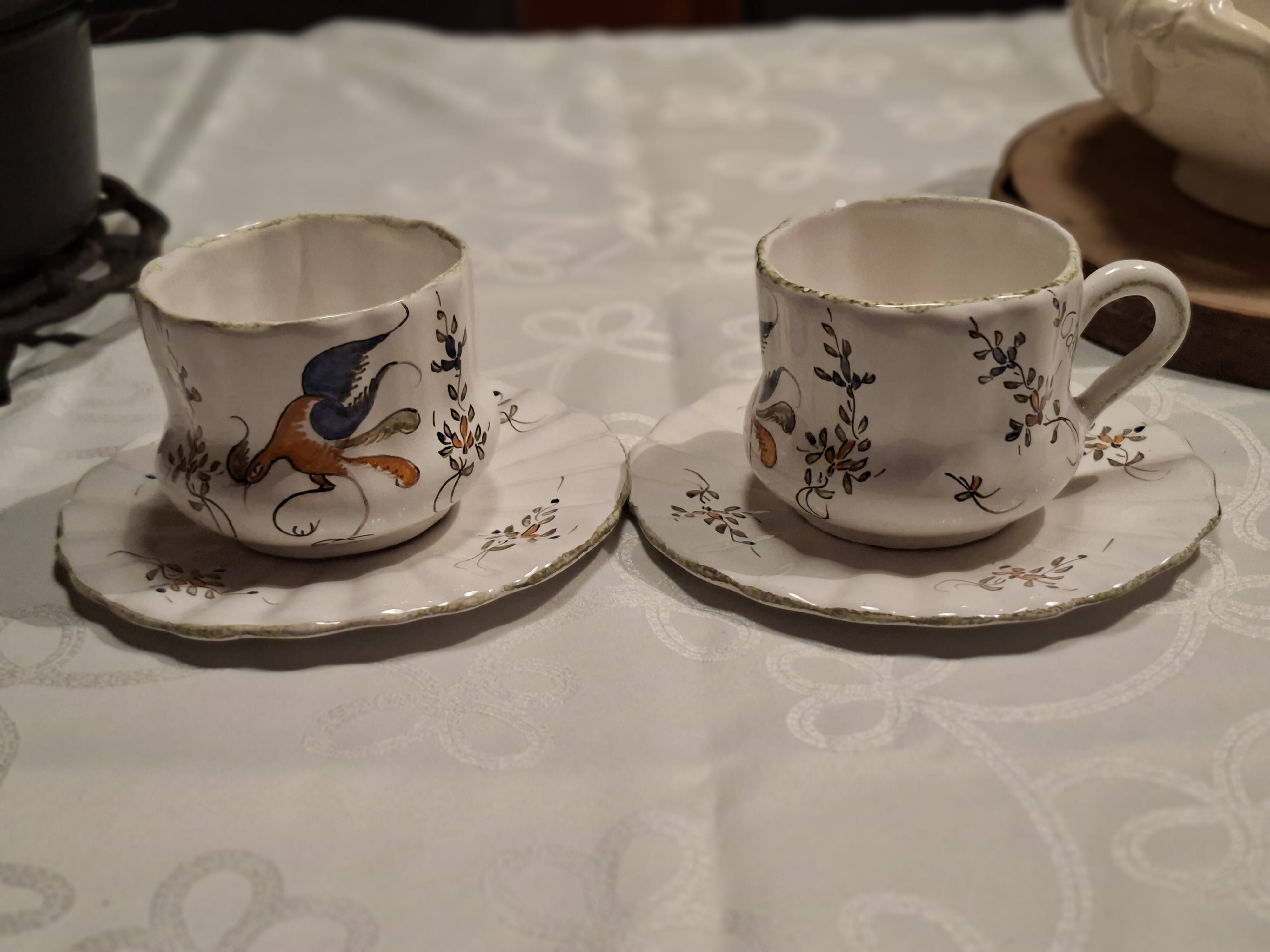 Set of 2 cups and saucers signed MARTRES (Jodra)