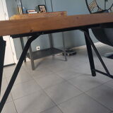 Industrial style table solid oak and steel