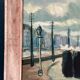 Original Swedish Oil on Panel – "Figures in the Street" by R. Eichburn – Signed – Dated 1936 – Framed – 47 × 39 cm (18.5" × 15.4")