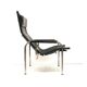 2x Vintage black leather armchair by Strässle HE1106 designed by Hans Eichenberger