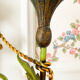 Large vintage Italian wall sconce with golden flowers, Florentine style.