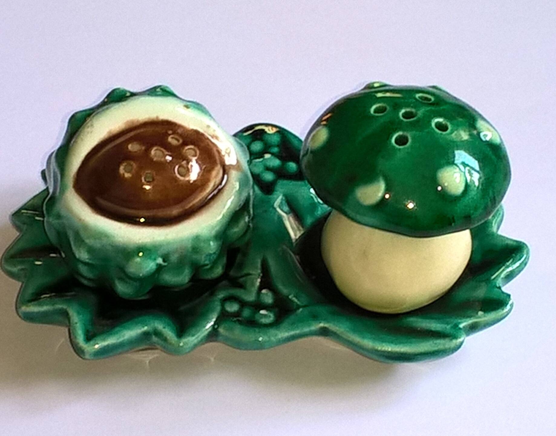 Vintage ceramic lot autumn salt pepper mushroom chestnut