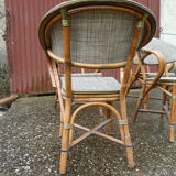 Lot of 4 chairs terrace bistro type "Parisian" brown and beige