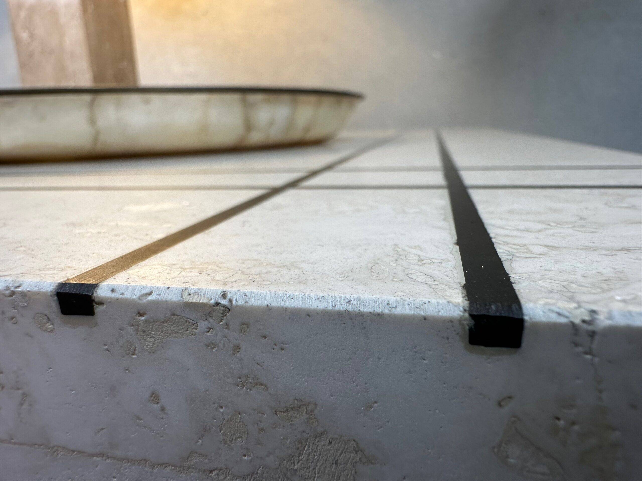 Vintage coffee table / side table – travertine and brass