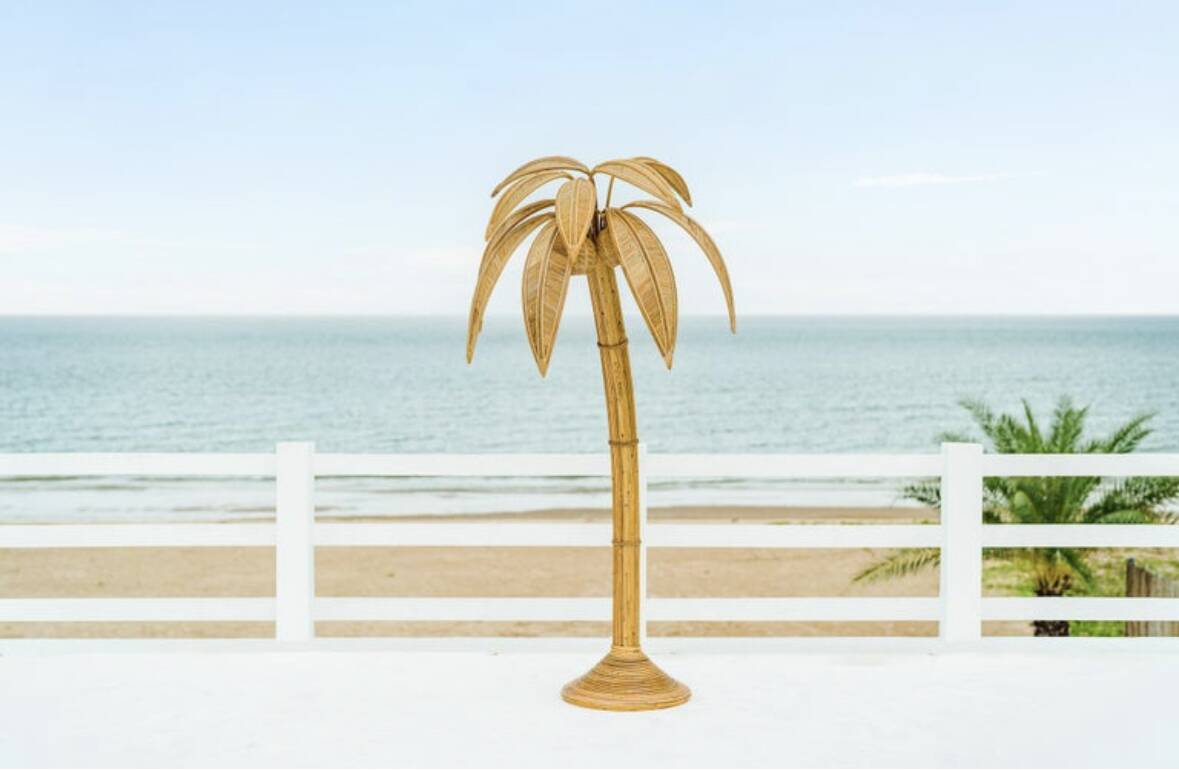 Rattan “palm/coconut tree” floor lamp
