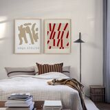 Pair of prints, abstract wall art set of two, 50x70cm