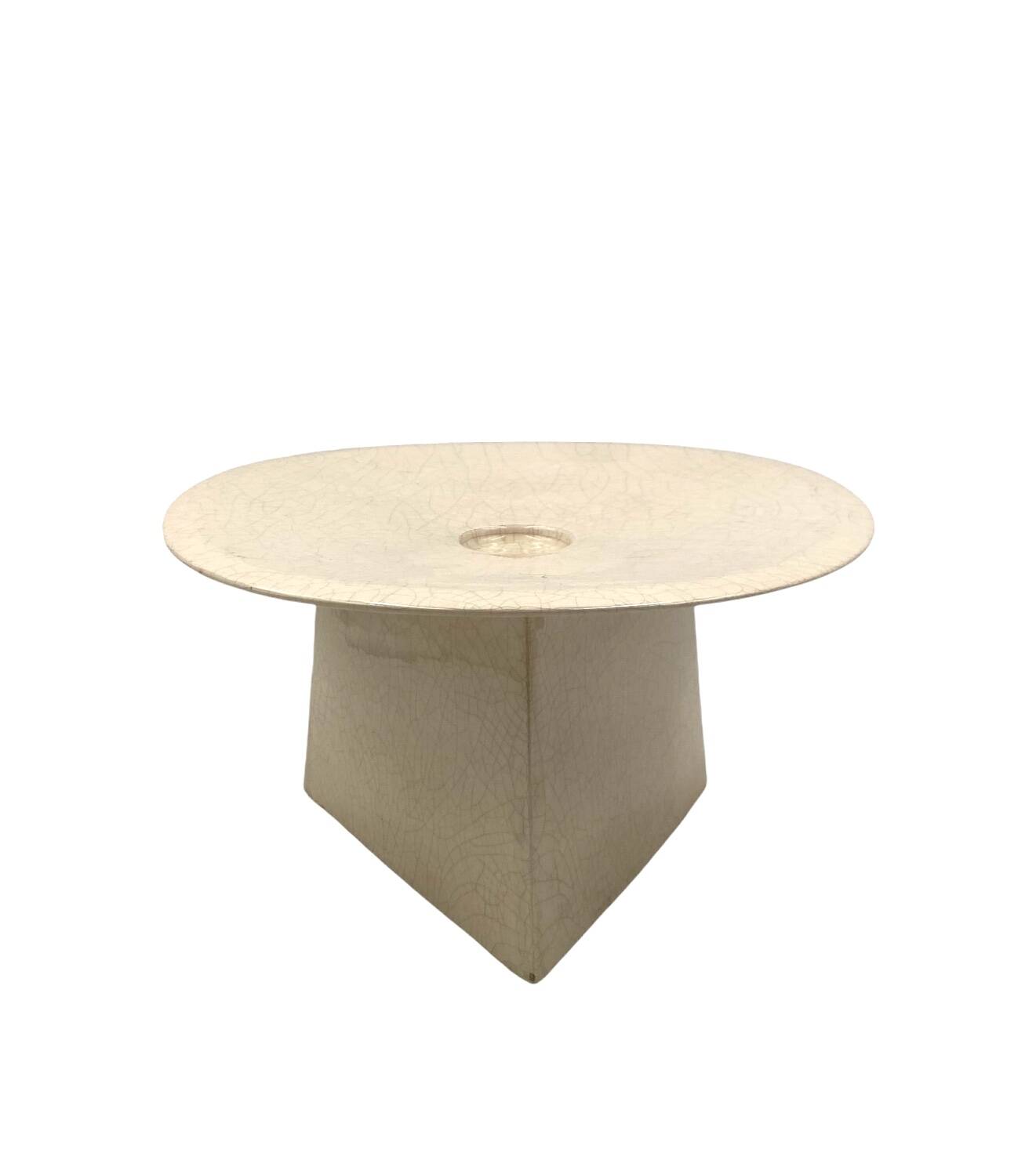White craquele ceramic vide poche, leDuc France 1970s