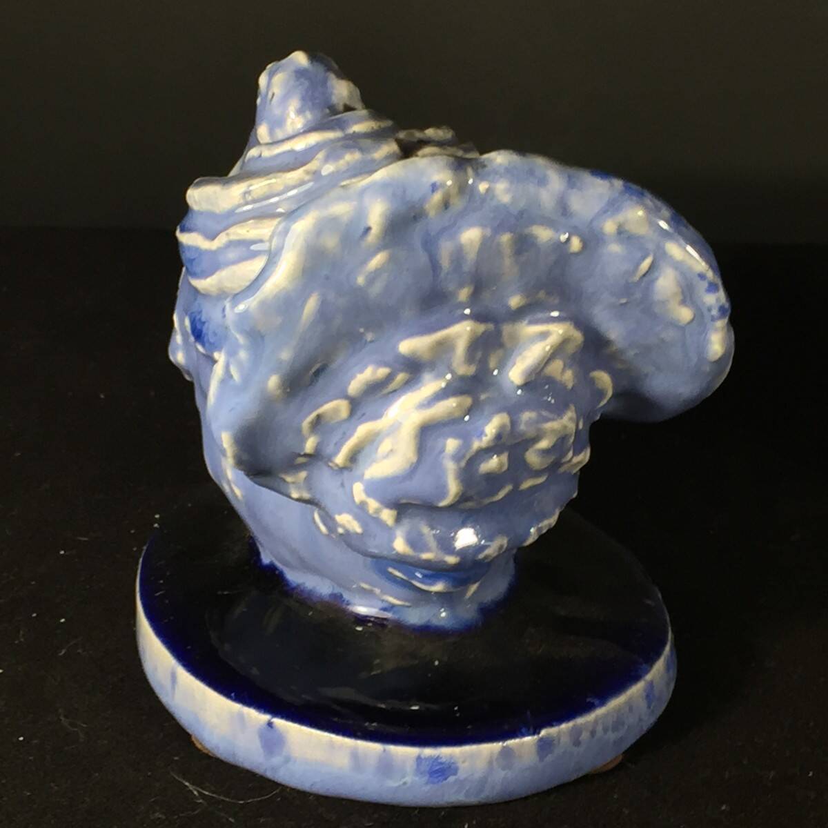 Art Deco ceramic animal sculpture, Blue Turkey, 1930