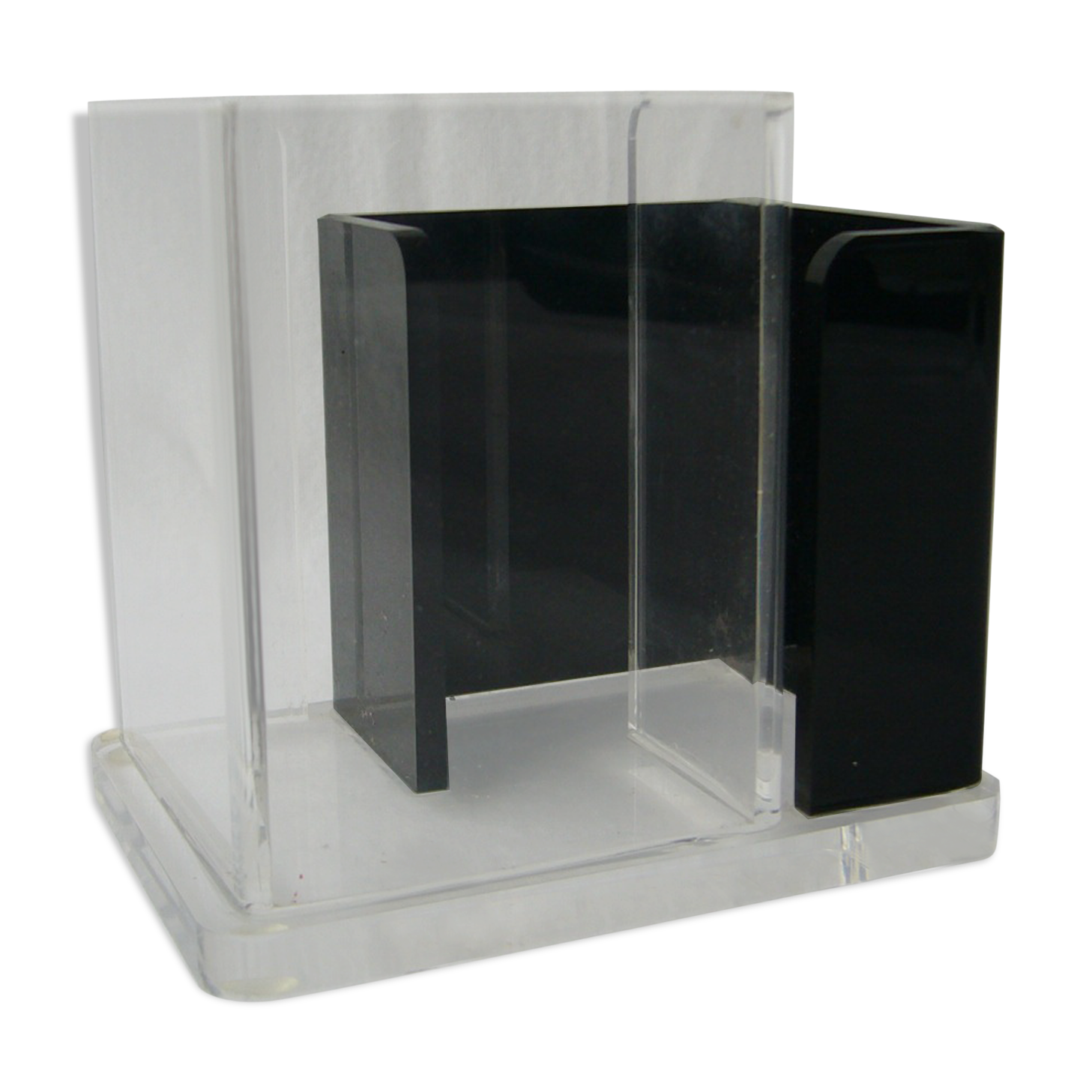 Vintage pencil jar in black and white plexiglass