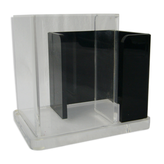 Vintage pencil jar in black and white plexiglass