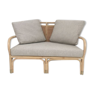 Rattan sofa cannage and brass