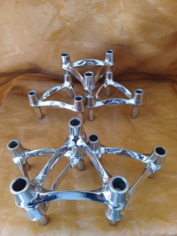 Bougeoirs nagel/stoff modulables (6) vintage