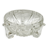 Large Art Deco tripod crystal salad bowl Libochovice, Czechoslovakia