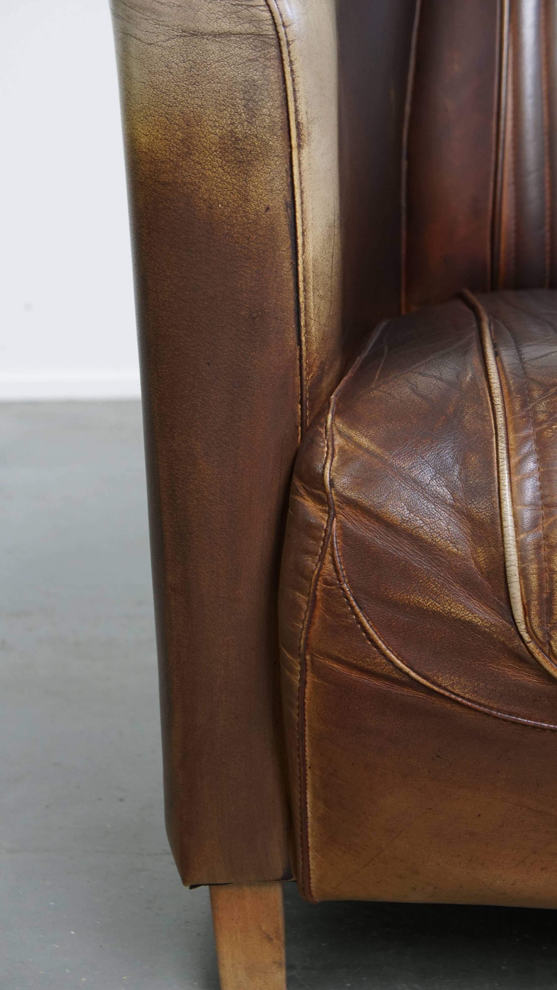 Cowhide Leather Chesterfield Aviator Armchair