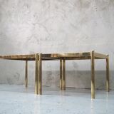 Ensemble de 3 tables basses en laiton minimalistes italiennes, années 1970
