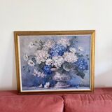 Large hydrangea painting with gilded wooden frame