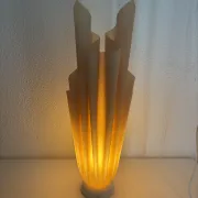 Lampe  vintage 1970 Athéna Georgia Jacob drapée saumonée - 50 cm