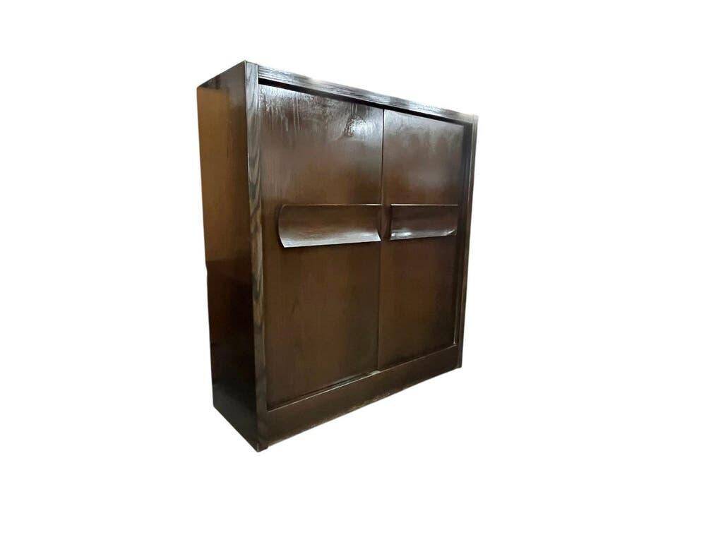 Vintage brutalist buffet/bar/dark wood sideboard