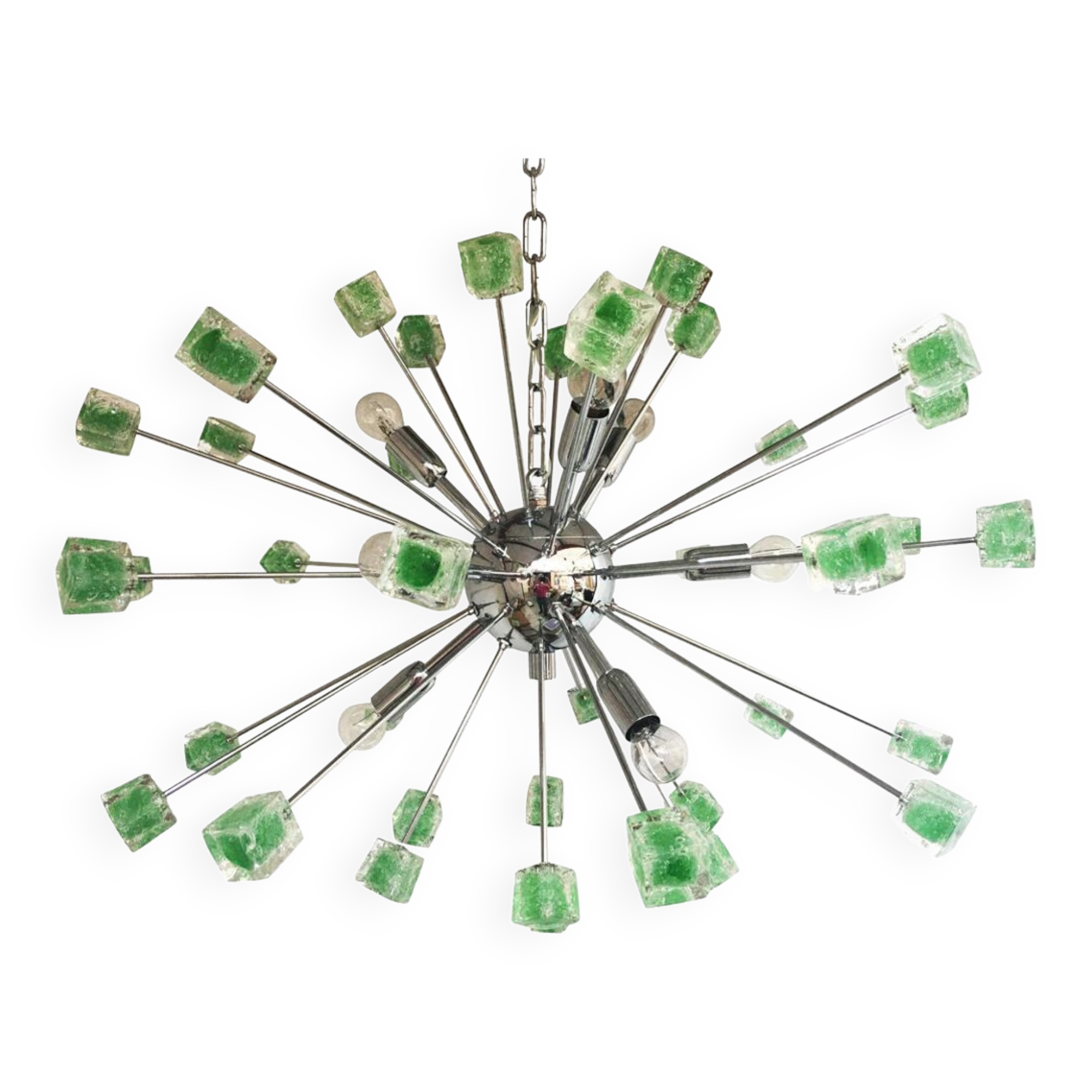 Green cubes murano glass oval sputnik chandelier