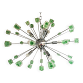 Green cubes murano glass oval sputnik chandelier