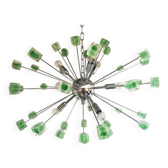 Green cubes murano glass oval sputnik chandelier