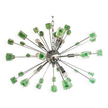 Green cubes murano glass oval sputnik chandelier