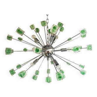 Lustre cubes verts murano verre ovale spoutnik