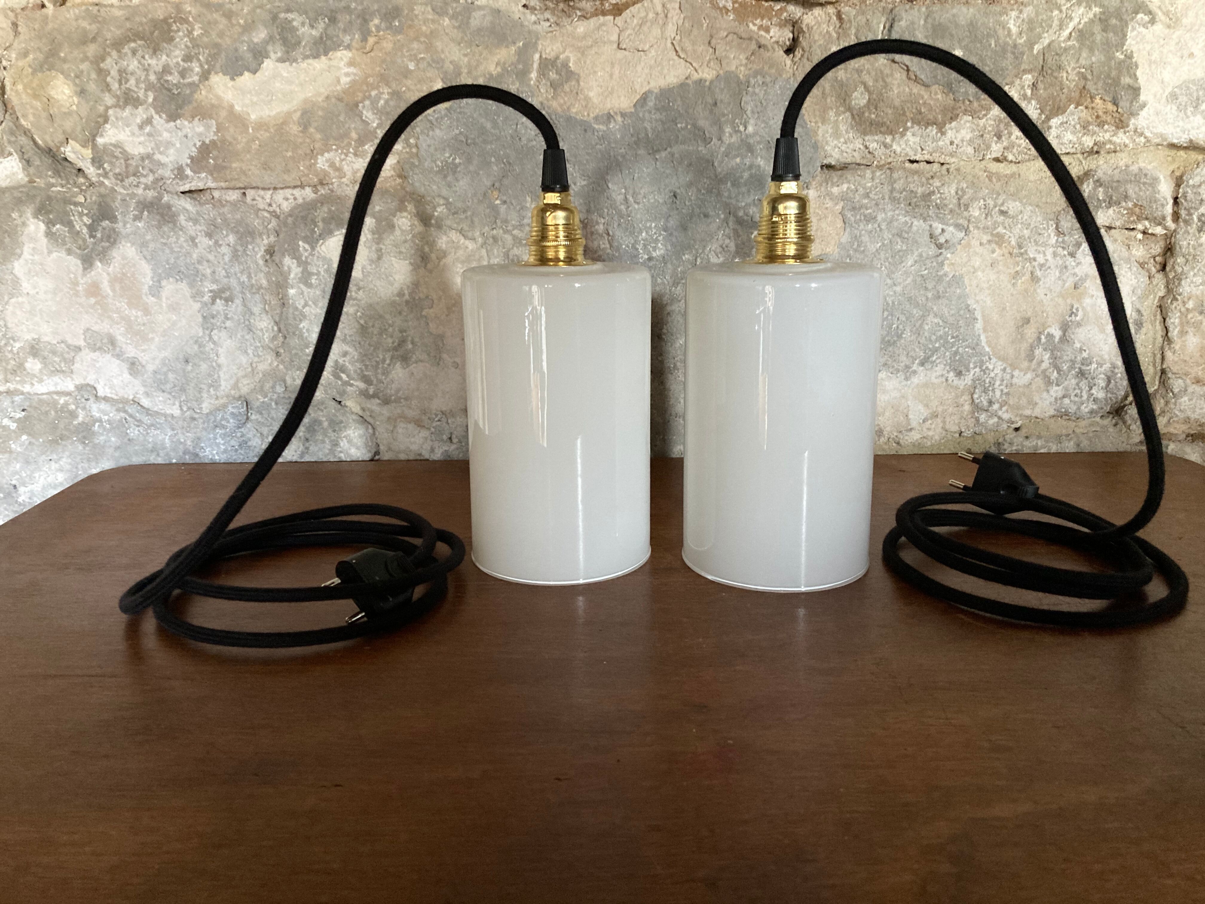 Pair of opaline lamps
