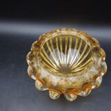 Murano Barovier Toso Ribbed Blown Glass Cup with Amber Color Inclusions