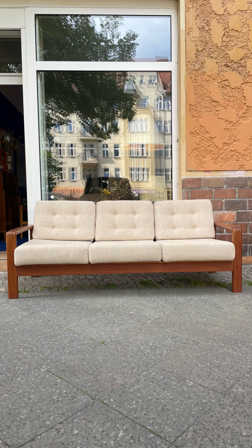 Scandinavian teak and wool sofa, Danish design 60s