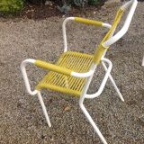 Set of 4 garden armchairs in metal and scoubidou wire
