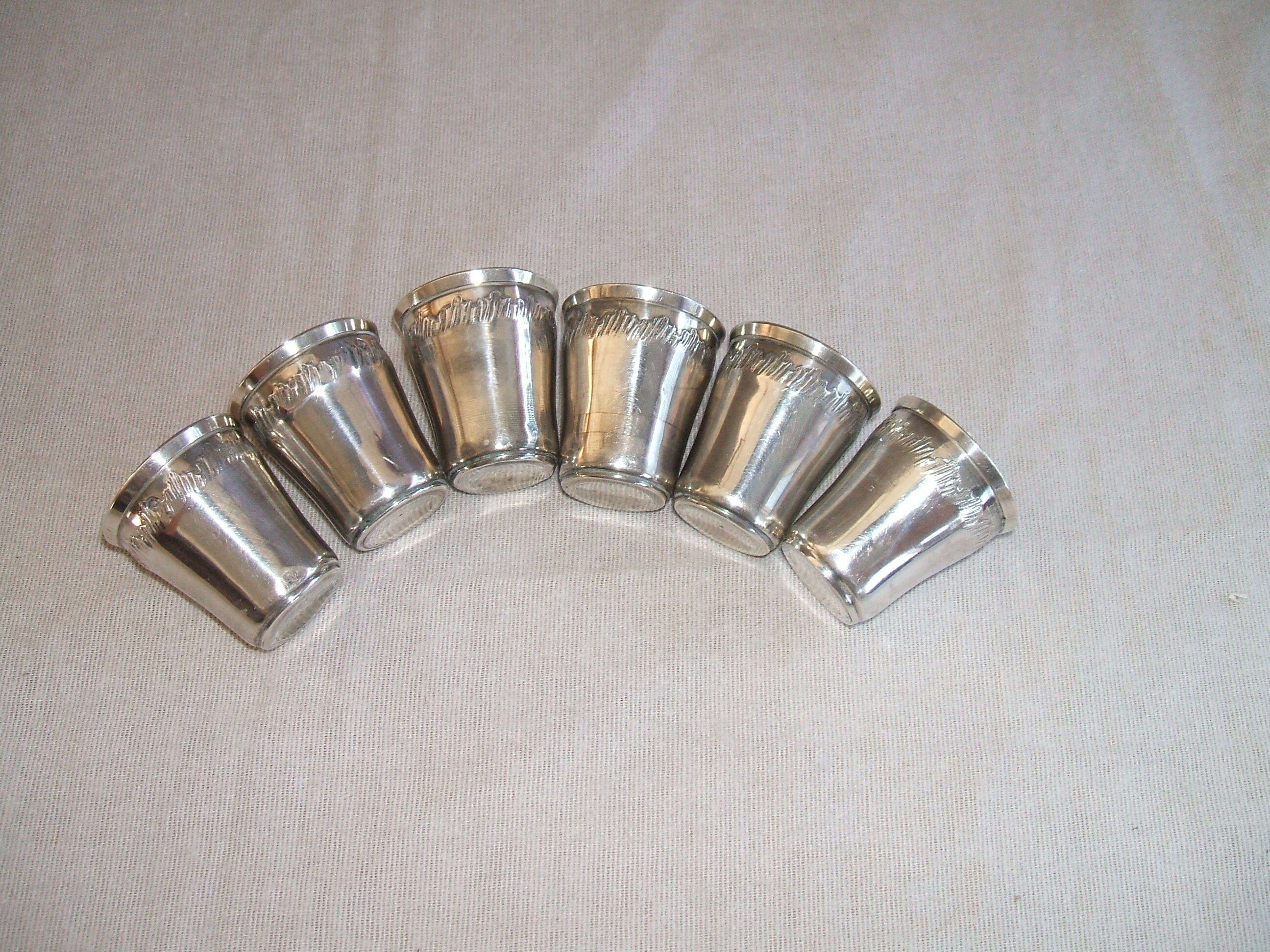 6 glasses minerve solid silver liqueur