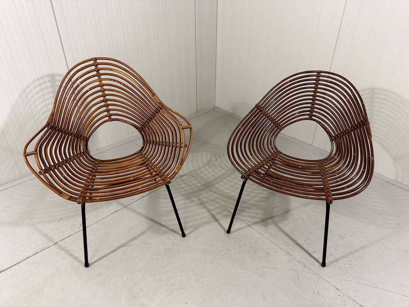 Rattan easy chairs by Rohé Noordwolde, Netherlands 1950-60’s