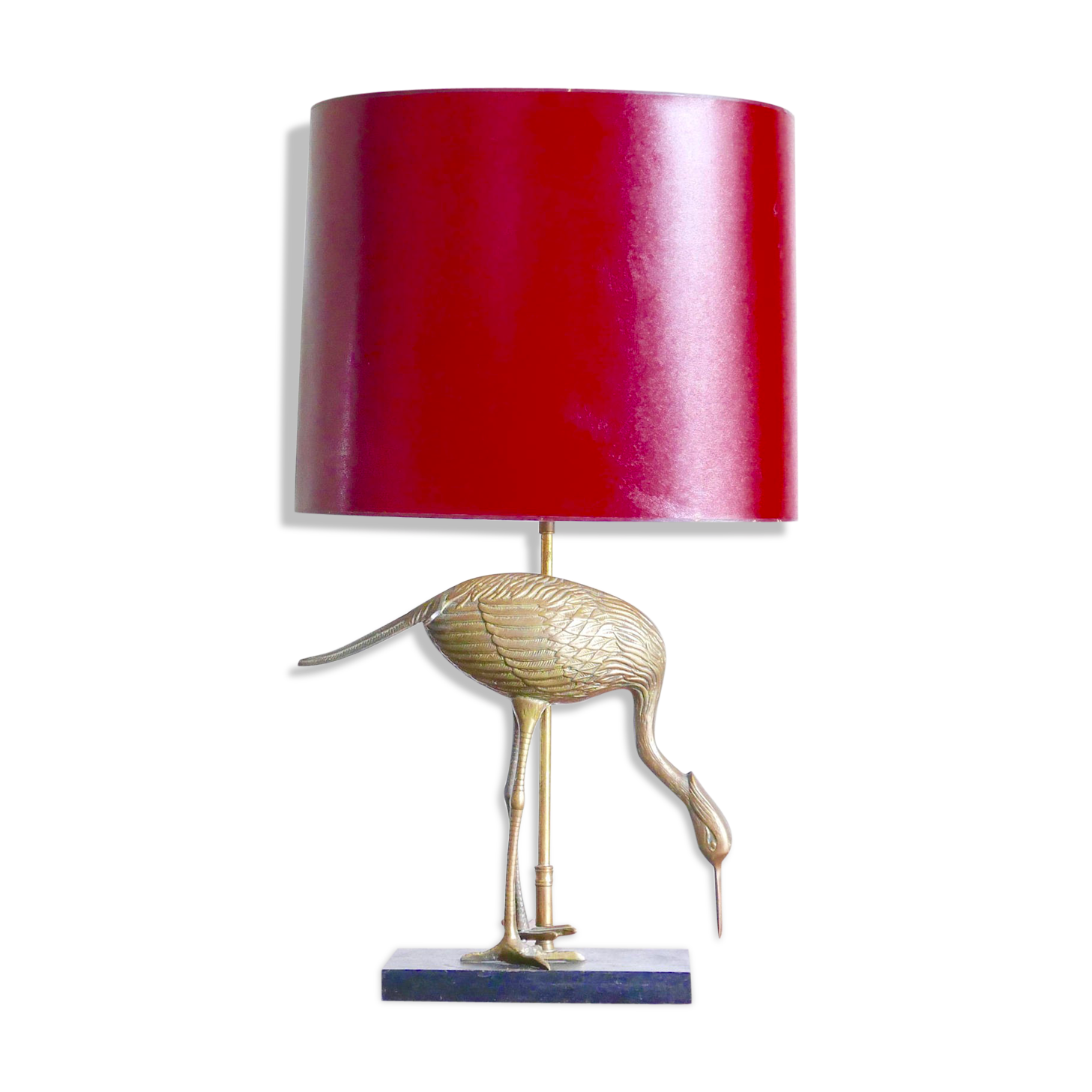 Imposing sculpture heron brass lamp 50 years