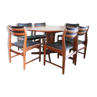 Scandinavian teak table and 6 chairs