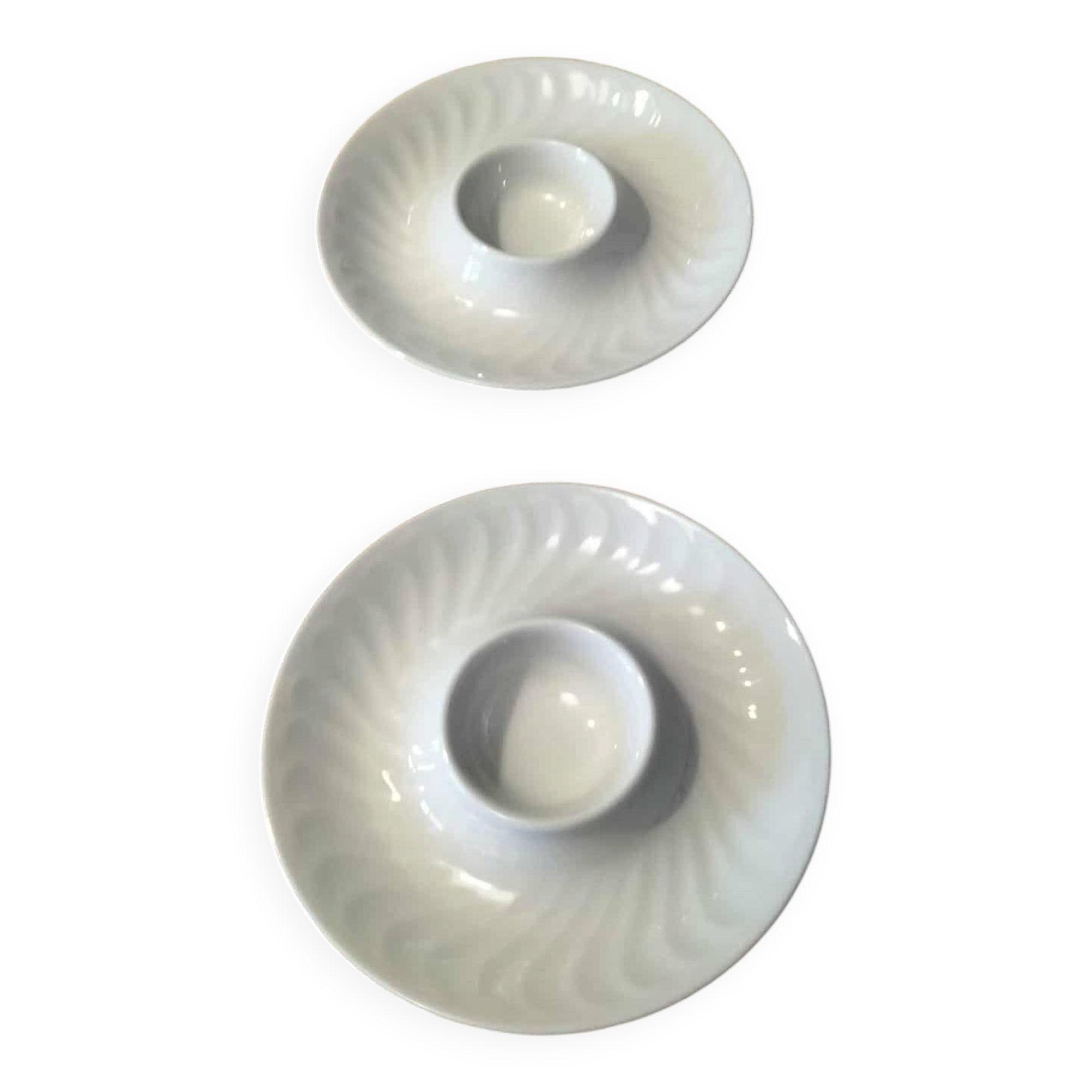 Set of white porcelain egg cups Bareuther Waldsassen 1970s