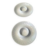 Set of white porcelain egg cups Bareuther Waldsassen 1970s