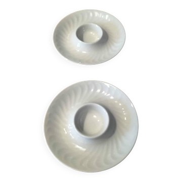 Set of white porcelain egg cups Bareuther Waldsassen 1970s