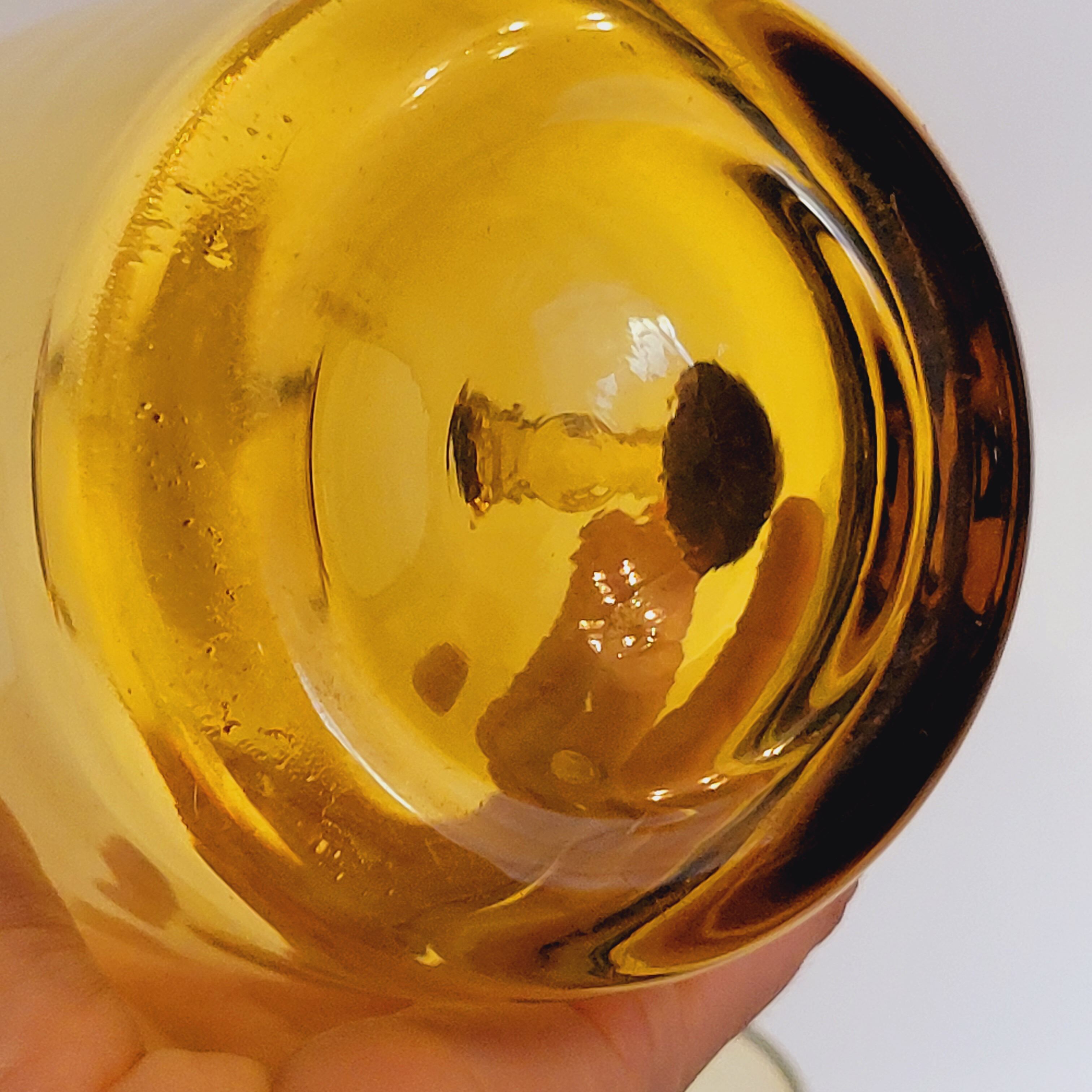 2 carafes in vintage amber yellow blown glass