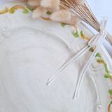 Oval plate, hand-painted meat platter in orange and green.