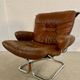 Vintage mid-century Scandinavian cognac leather lounge chair by Harald Relling