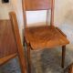 Set of 6 stackable chairs wood feet compass Germany 1960's