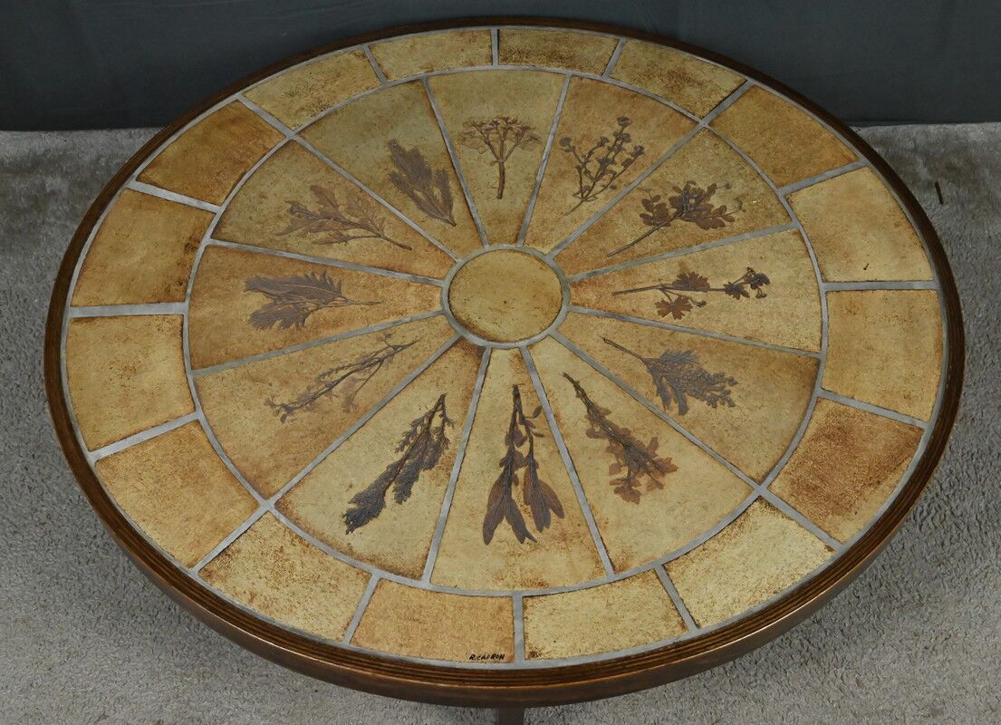 Oval coffee table signed R. Capron, collection les Herbiers, Vallauris – 1960