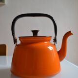 Vintage kettle orange enameled steel 1.5 liter