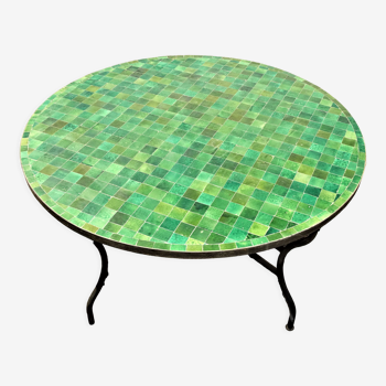 Green round zellige table 130 cm in diameter